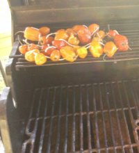 Habanero peppers on grill for pheasant fajita salsa Habanero peppers on grill for pheasant fajita salsa